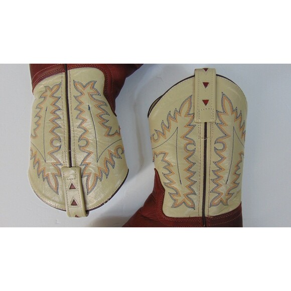 Old West Cowboy Boots Leather Upper Size 10 Brown / Tan Western Boy Girl KIDS - Picture 6 of 11